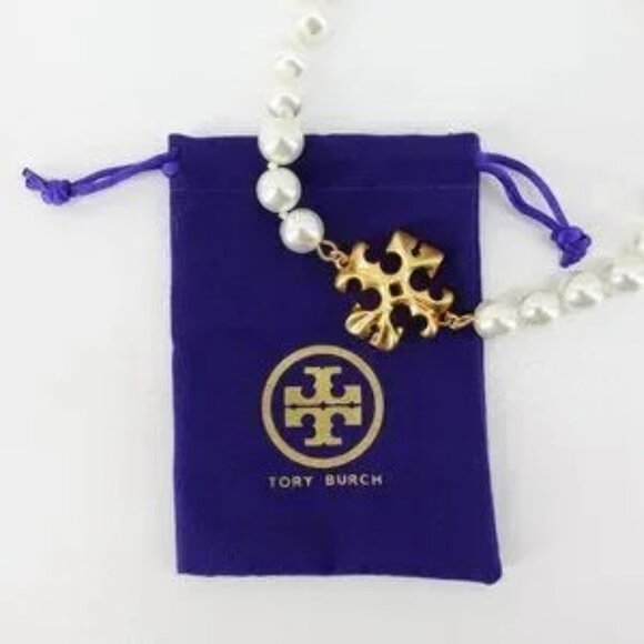 Tory Burch Roxanne Pearl Necklace Gold/ Ivory OS - Picture 2 of 8